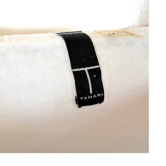 Tahari White Embroidered dress Square Neck knee length Size 14 - Picture 13 of 13